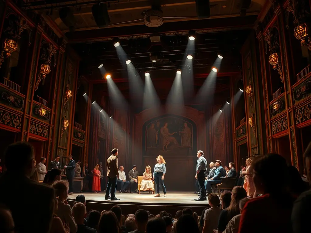 A captivating image of a stage performance, capturing the drama and excitement of a live theater production.